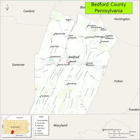 Map Of Bedford County Pennsylvania Where Is Located Cities