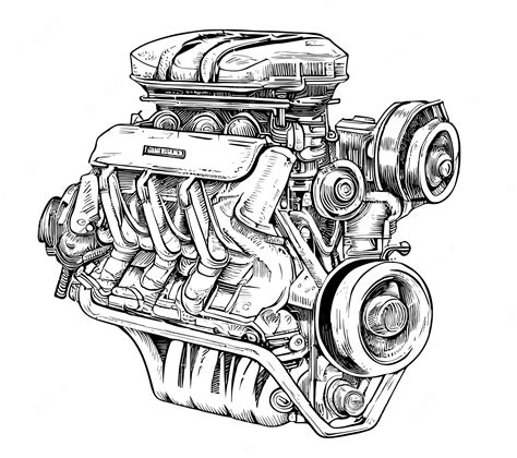 Un Dibujo De Un Motor De Automóvil Del Fabricante De Motores Honda