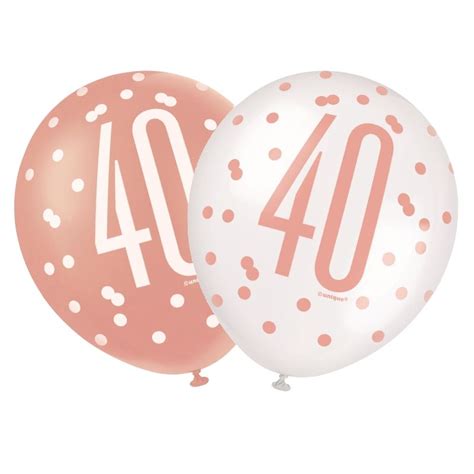 Rose Gold Holographic 40th Birthday Party Latex Balloons