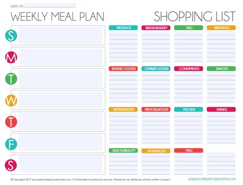 Meal Planner Printable Free Monthly Portalvolf