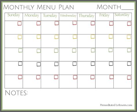 Free Printables Monthly Meal Planner Meal Planner Template Monthly Menu