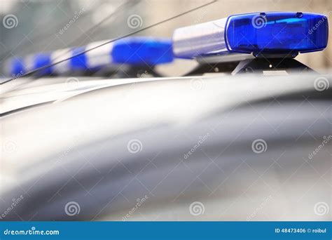 Police Blue Sirens Lights Stock Photo Image Of Outdoor 48473406