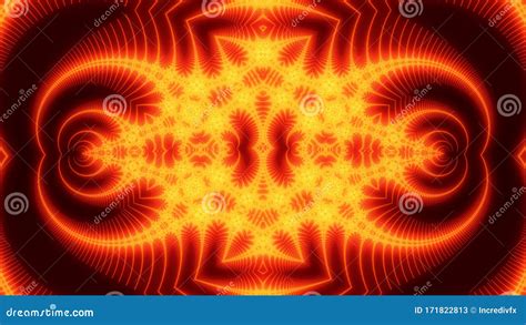 Zoom In And Out Of Trippy Psychedelic Fiery Fractal Shape Pattern