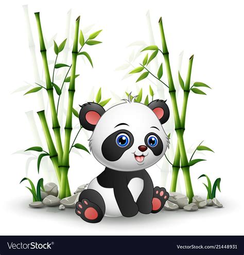 Illustration Of Baby Panda Sitting Among Bamboo Stem Download A Free