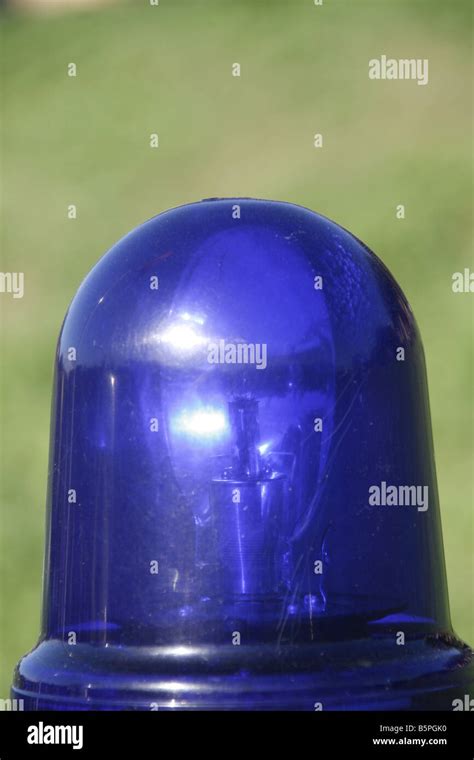 Detail Of One Blue Siren Light On Police Car Roof Stock Photo Alamy