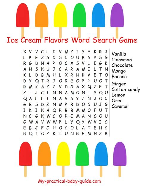 10 Delicious Ice Cream Word Search Puzzles Kitty Baby Love