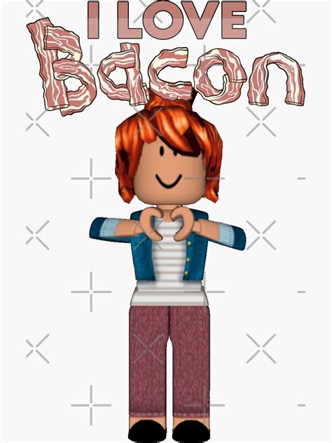 I Love Bacon Roblox Sticker For Sale By Sunlinny Redbubble