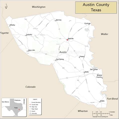 Austin County Map Texas Where Is Located Cities Population