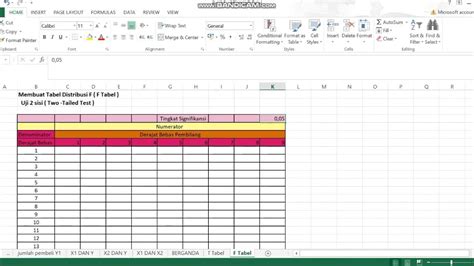 Membuat T Tabel Dan F Tabel Youtube