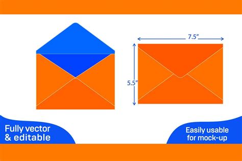 Baronial Envelope 55x75 Inch Dieline Template 22174810 Vector Art At