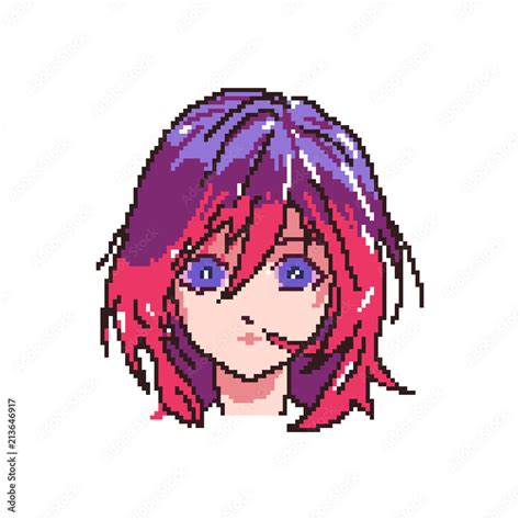 Vector Pixel Art Girl Animecartoon Vector De Stock Adobe Stock