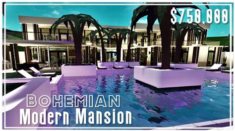 Bohemian Modern Mansion Tour Roblox Bloxburg Youtube