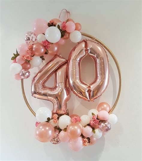 40th Rose Gold Balloon Hoop Organic Balloon Hoop 40th Birthday