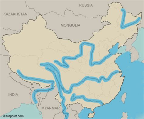 Map Of China With Rivers Maping Resources