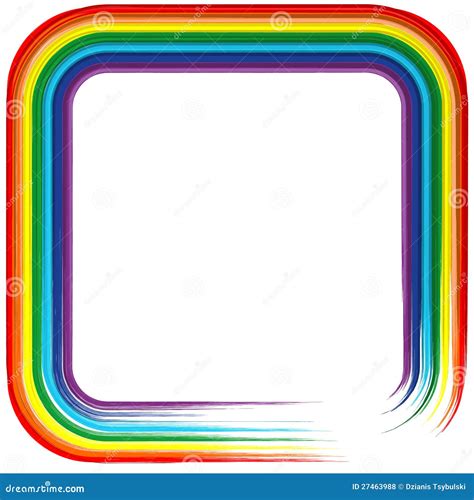 Rainbow Frame With Multicolored Handprints Border Vector Illustration