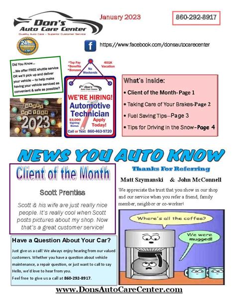 Jan 2023 Issue Of Dons Auto Care Center East Windsor Chamber Of Commerce