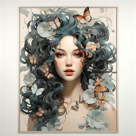 Premium AI Image | Portrait of Butterfly Carrying Flowers With Graceful Pose and D Vintage ...