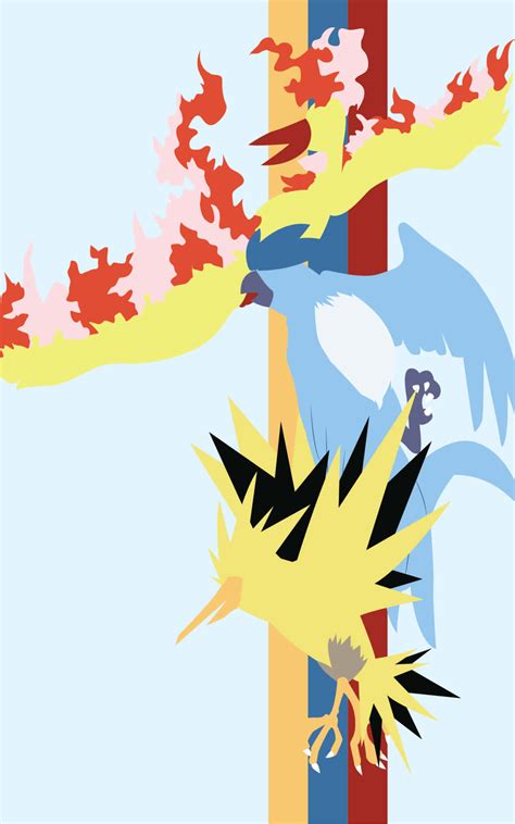 Download Cool Minimalist Zapdos And Birds Wallpaper | Wallpapers.com