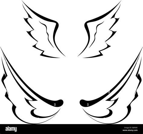 Black tattoo wings isolated on white background Stock Vector Image & Art - Alamy