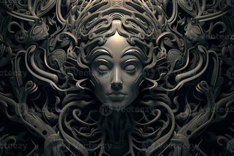 Strange Alien Monstrous Creature Design Background 3D Render Graphic Background generative AI ...