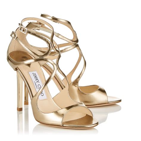 Jimmy Choo Lang Gold Liquid Mirror Leather Sandals in Metallic - Lyst