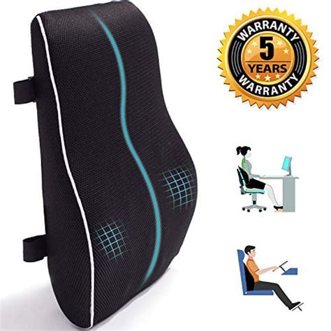 Lumbar Support for Office Chair Memory Foam Back Cushion for Back Pain Relief Improve Posture ...