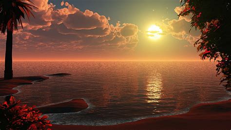 HD wallpaper: nature, sky, sunrise, art, fantasy art, water, sea, horizon | Wallpaper Flare