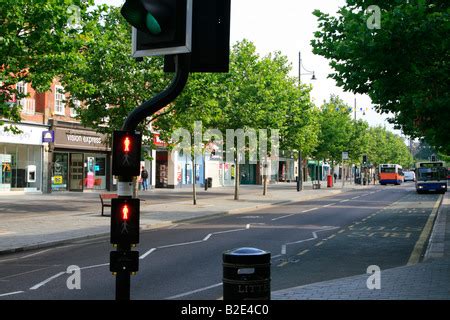 St Albans Town Centre with shops and St Albans Abbey Stock Photo - Alamy