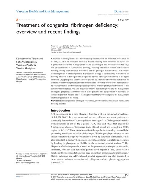 (PDF) Treatment of congenital fibrinogen deficiency: Overview and recent findings