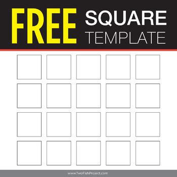 Free Squares Template - 20 Squares - Instant Download Printable Worksheet