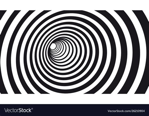 Geometric hypnotic spiral black and white striped Vector Image