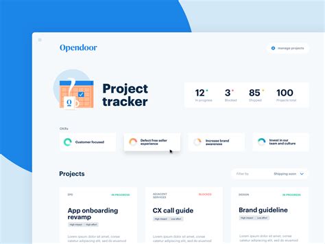 Project tracker dashboard | Dashboard design, Web app design, Ui design