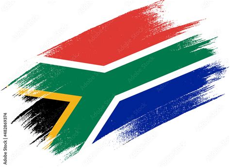 South Africa flag with brush paint textured isolated on png or transparent background,Symbol of ...