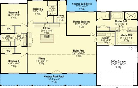 4-Bed Country Ranch Plan with Elongated Front Porch - 150002HRP | Architectural Designs - House ...