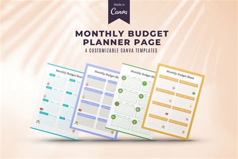 Monthly Budget Planner Pages Canva Template