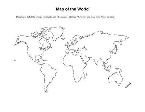 World Map Oceans And Continents Printable - Printable Maps