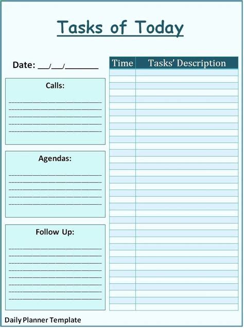 Daily Work Planner Template | Effect Template