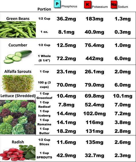 Printable Renal Diet Food List