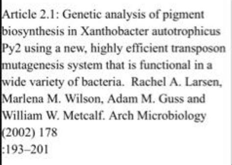 Solved Article 2.1: Genetic analysis of pigment biosynthesis | Chegg.com