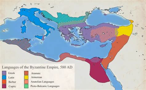 Languages of the Byzantine Empire (580 AD) - Vivid Maps