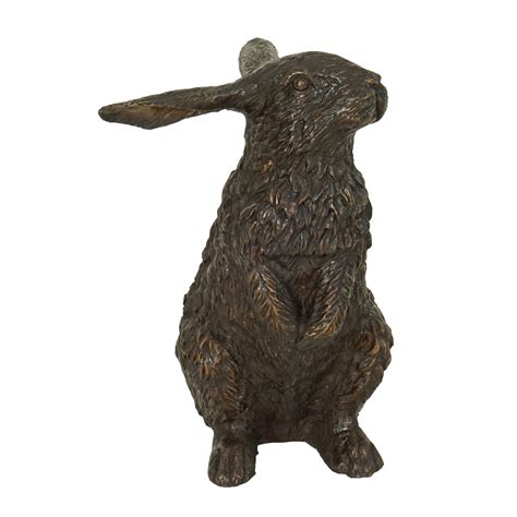 Bronze Standing Rabbit Statue - IronGate Garden Elements