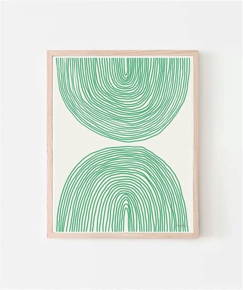 Abstract Art Print With Green Lines. Signed. Available Framed | Etsy