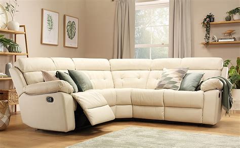 Grosvenor Ivory Leather Recliner Corner Sofa | Furniture And Choice