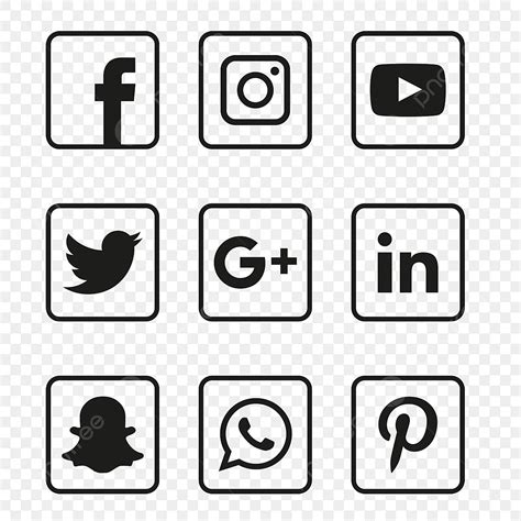 Set Social Media Vector Hd PNG Images, Social Media Black Icons Set, Social Icons, Black Icons ...