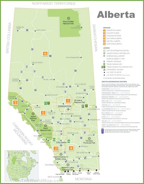 Alberta tourist map - Ontheworldmap.com