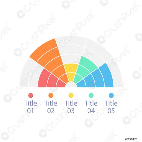 Semi circle infographic chart design template with five units - stock vector 6279170 | Crushpixel