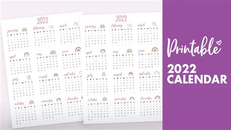 44+ Free Printable 2022 Calendar On One Page Background – All in Here