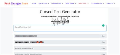 Cursed Text Generator ℭ𝔬𝔭𝔶 𝔞𝔫𝔡 𝔓𝔞𝔰𝔱𝔢 | Font Changer Guru