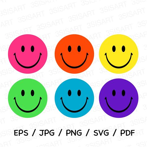 Rainbow Smiley Face Digital Sticker 1 Zipped File Including Eps/jpg/png/svg/pdf for Cricut ...