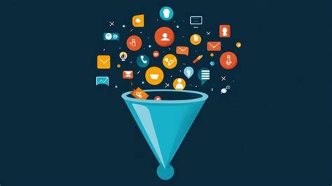 Illustration of a funnel with social media icons on a dark background | Premium AI-generated image